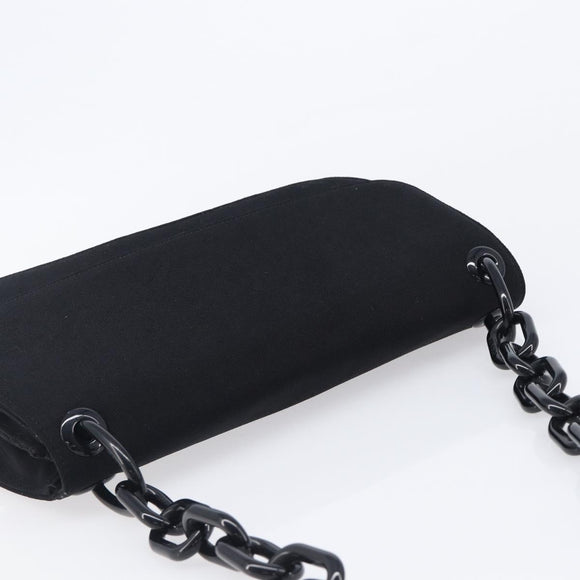 PRADA Plastic Chain Shoulder Bag Cotton Black Auth 204708V