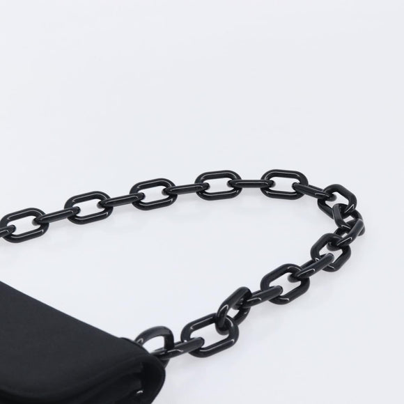 PRADA Plastic Chain Shoulder Bag Cotton Black Auth 204708V