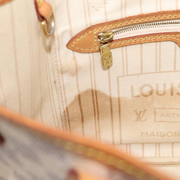 LOUIS VUITTON Damier Azur Neverfull PM Tote Bag N41362 LV Auth 204721