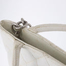 CHANEL Tote Bag Caviar Skin Standard White Silver CC Auth 204728-19