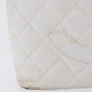 CHANEL Tote Bag Caviar Skin Standard White Silver CC Auth 204728-2