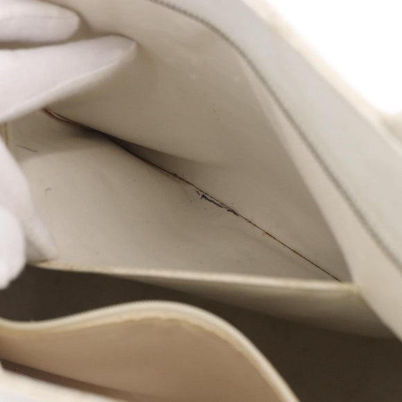 CHANEL Tote Bag Caviar Skin Standard White Silver CC Auth 204728