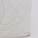 CHANEL Tote Bag Caviar Skin Standard White Silver CC Auth 204728-3