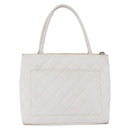 CHANEL Tote Bag Caviar Skin Standard White Silver CC Auth 204728-4