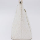 CHANEL Tote Bag Caviar Skin Standard White Silver CC Auth 204728-5