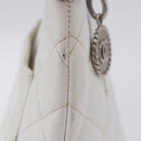 CHANEL Tote Bag Caviar Skin Standard White Silver CC Auth 204728-15