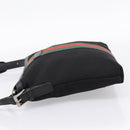 GUCCI Web Sherry Line Shoulder Bag Canvas Black Silver 387111 Auth 204729A-4