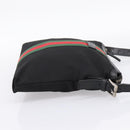 GUCCI Web Sherry Line Shoulder Bag Canvas Black Silver 387111 Auth 204729A-5