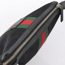 GUCCI Web Sherry Line Shoulder Bag Canvas Black Silver 387111 Auth 204729A-6