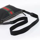 GUCCI Web Sherry Line Shoulder Bag Canvas Black Silver 387111 Auth 204729A-7