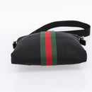 GUCCI Web Sherry Line Shoulder Bag Canvas Black Silver 387111 Auth 204729A-9