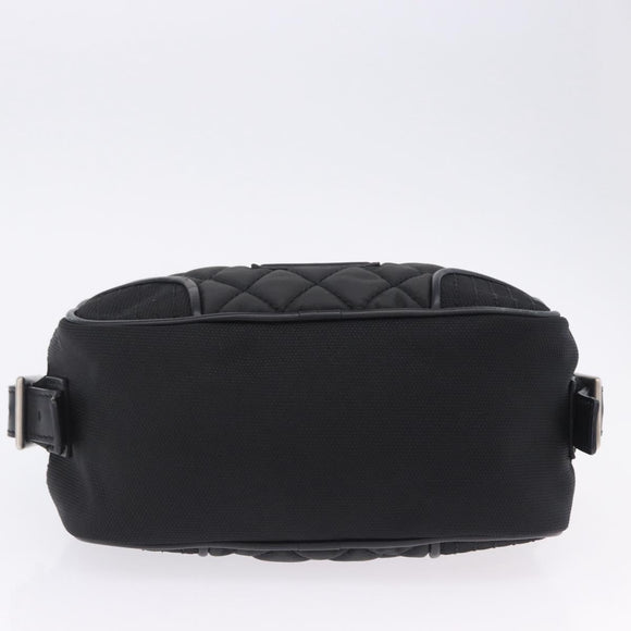 CHANEL Sports Line Matelasse Shoulder Bag Canvas Black Silver CC Auth 204730V