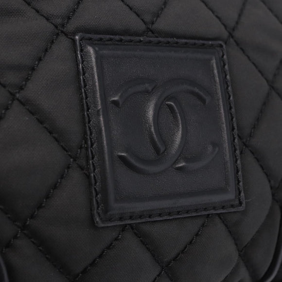 CHANEL Sports Line Matelasse Shoulder Bag Canvas Black Silver CC Auth 204730V