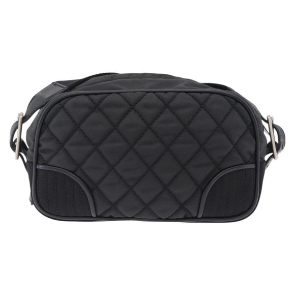 CHANEL Sports Line Matelasse Shoulder Bag Canvas Black Silver CC Auth 204730V