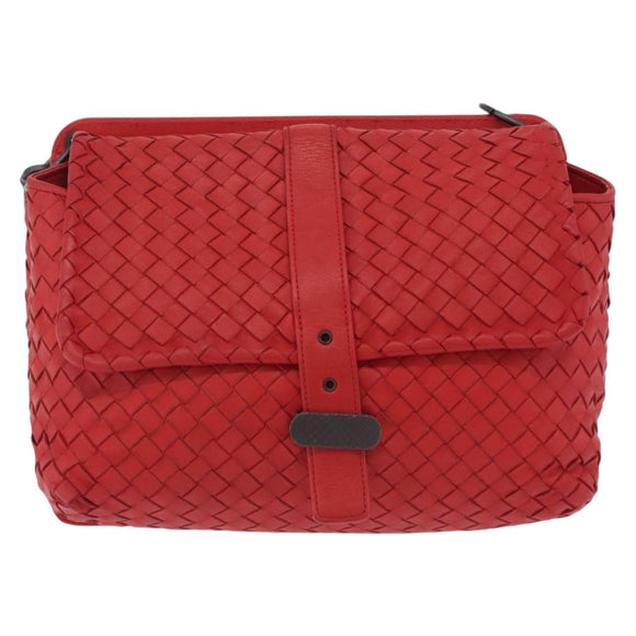 BOTTEGA VENETA INTRECCIATO Shoulder Bag Leather Red Auth 204736A