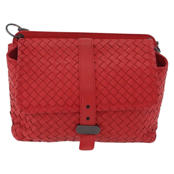 BOTTEGA VENETA INTRECCIATO Shoulder Bag Leather Red Auth 204736A