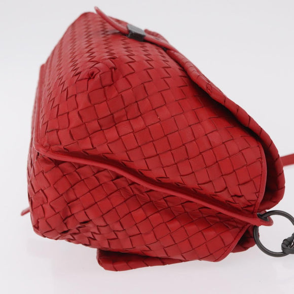 BOTTEGA VENETA INTRECCIATO Shoulder Bag Leather Red Auth 204736A