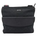 GUCCI GG Canvas Web Sherry Line Shoulder Bag Black Silver 256100 Auth 204737A-13