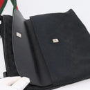 GUCCI GG Canvas Web Sherry Line Shoulder Bag Black Silver 256100 Auth 204737A-23