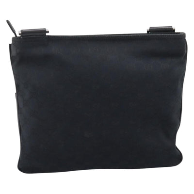 GUCCI GG Canvas Web Sherry Line Shoulder Bag Black Silver 256100 Auth 204737A - 0