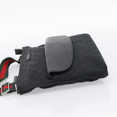 GUCCI GG Canvas Web Sherry Line Shoulder Bag Black Silver 256100 Auth 204737A-3