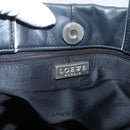 LOEWE Hand Bag Leather Black Silver Auth 204743-10