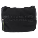 CHANEL Sports Line Shoulder Bag Nylon Black Silver CC Auth 204744V-13