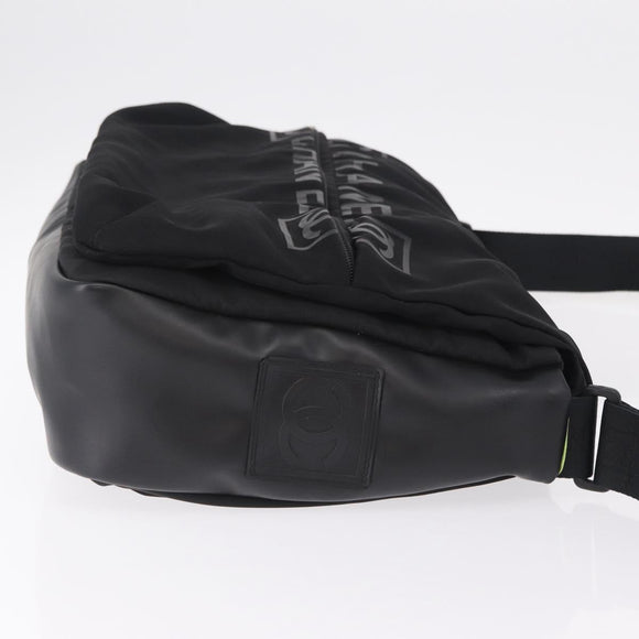 CHANEL Sports Line Shoulder Bag Nylon Black Silver CC Auth 204744V