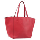 CELINE Hippo Phantom Tote Bag Leather Red Silver Auth 204745-1