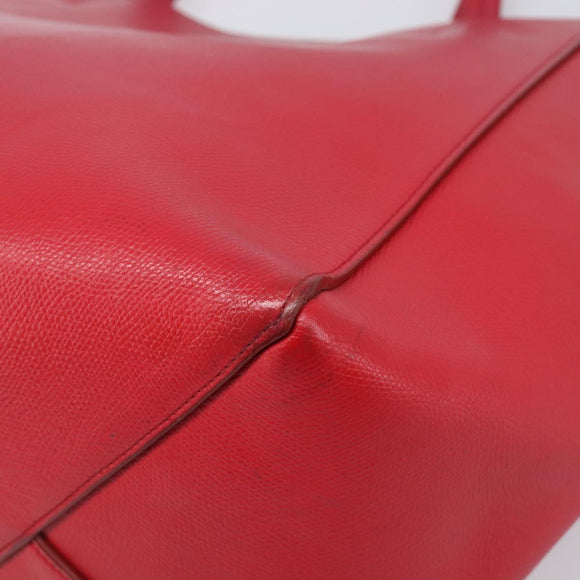 CELINE Hippo Phantom Tote Bag Leather Red Silver Auth 204745