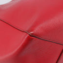 CELINE Hippo Phantom Tote Bag Leather Red Silver Auth 204745-15