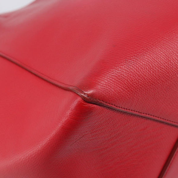 CELINE Hippo Phantom Tote Bag Leather Red Silver Auth 204745