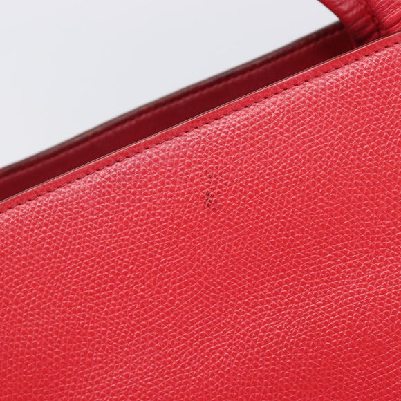 CELINE Hippo Phantom Tote Bag Leather Red Silver Auth 204745