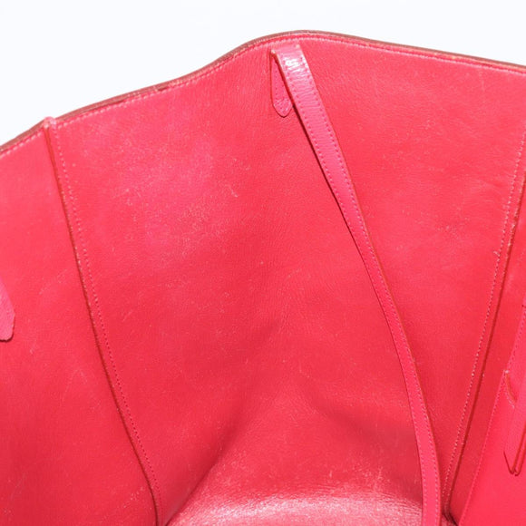 CELINE Hippo Phantom Tote Bag Leather Red Silver Auth 204745