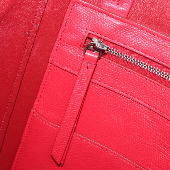 CELINE Hippo Phantom Tote Bag Leather Red Silver Auth 204745