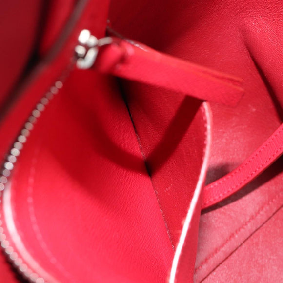 CELINE Hippo Phantom Tote Bag Leather Red Silver Auth 204745
