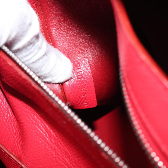 CELINE Hippo Phantom Tote Bag Leather Red Silver Auth 204745