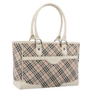 BURBERRY Nova Check Hand Bag Canvas Beige Silver Auth 204746A-1