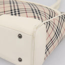 BURBERRY Nova Check Hand Bag Canvas Beige Silver Auth 204746A-10