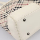 BURBERRY Nova Check Hand Bag Canvas Beige Silver Auth 204746A-14
