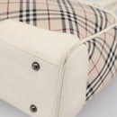 BURBERRY Nova Check Hand Bag Canvas Beige Silver Auth 204746A-15