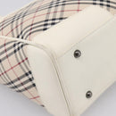 BURBERRY Nova Check Hand Bag Canvas Beige Silver Auth 204746A-16