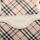 BURBERRY Nova Check Hand Bag Canvas Beige Silver Auth 204746A-17