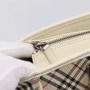 BURBERRY Nova Check Hand Bag Canvas Beige Silver Auth 204746A-11