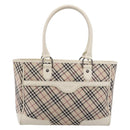 BURBERRY Nova Check Hand Bag Canvas Beige Silver Auth 204746A-13