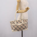 BURBERRY Nova Check Hand Bag Canvas Beige Silver Auth 204746A-26