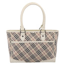 BURBERRY Nova Check Hand Bag Canvas Beige Silver Auth 204746A-2