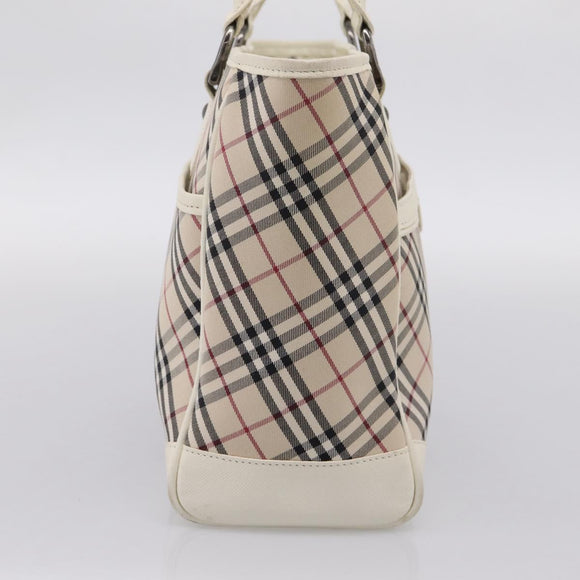 BURBERRY Nova Check Hand Bag Canvas Beige Silver Auth 204746A