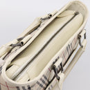 BURBERRY Nova Check Hand Bag Canvas Beige Silver Auth 204746A-6