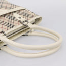 BURBERRY Nova Check Hand Bag Canvas Beige Silver Auth 204746A-7